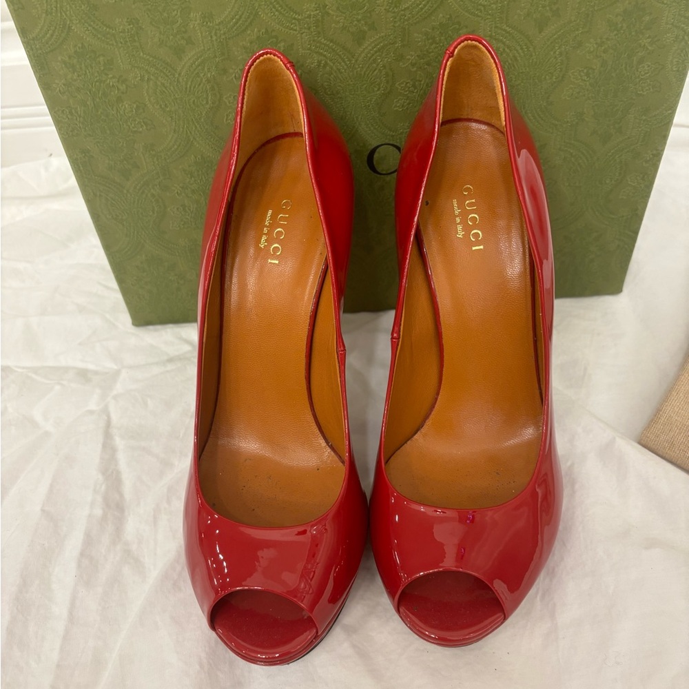 Gucci Women's Red Peep Toe Heels